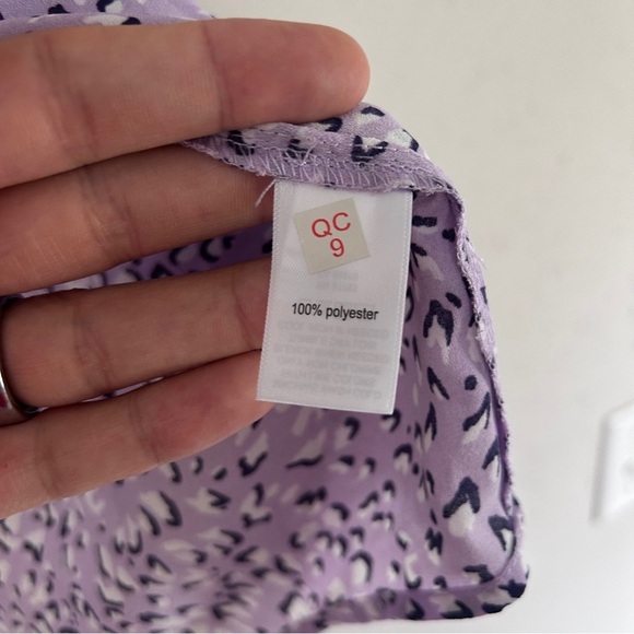 Maurices Purple Lavender Animal Print Patterned Puff Sleeve Women's Top Blouse - Picture 5 of 6